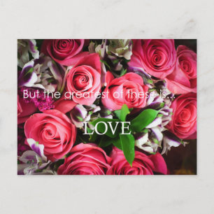 Underbarare är Kärlek Rosa ros Bouquet-vykort Vykort