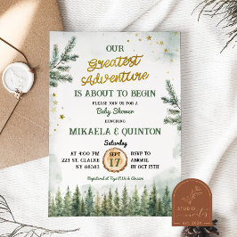 Underbarare Äventyr Begins Forest Baby Shower Inbjudningar