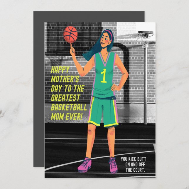 UNDERBARARE BASKETBALL MAMMA NÅGONSIN JULKORT (Fram/baksida)