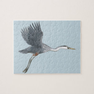 Underbarare blått Heron som tar av Jigszons Puzzl Pussel