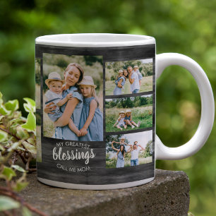 Underbarare Blessings-citat 12 Foto-Grått-trä Kaffemugg