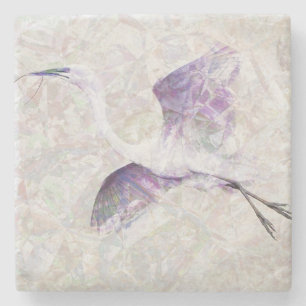 Underbarare Egret Digital Art Stone Underlägg