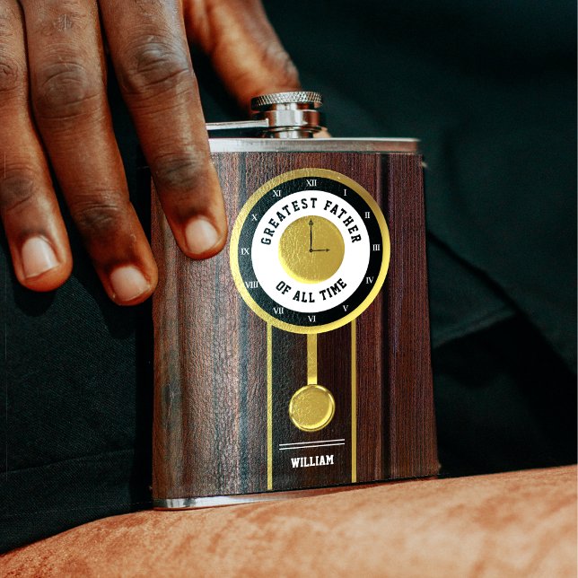 Underbarare Far av all Time Grandfather Clock Fickplunta (Greatest Father of all Time Grandfather Clock Flask)