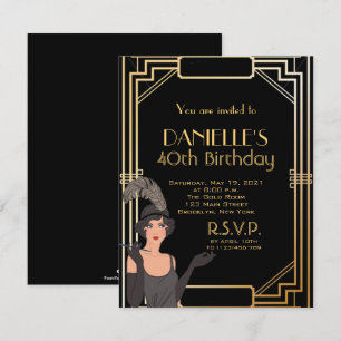 Underbarare Gatsby Inspired Art Deco Birthday-inbj Inbjudningar