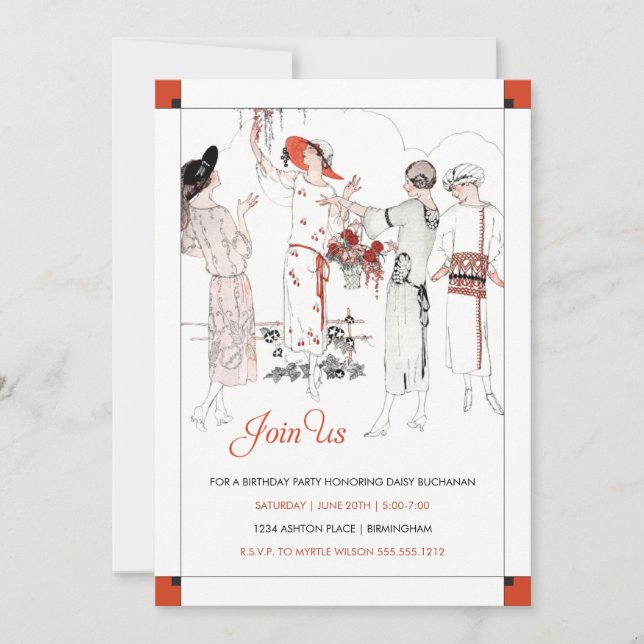 Underbarare Gatsby-inspirerad inbjudan (Framsida)