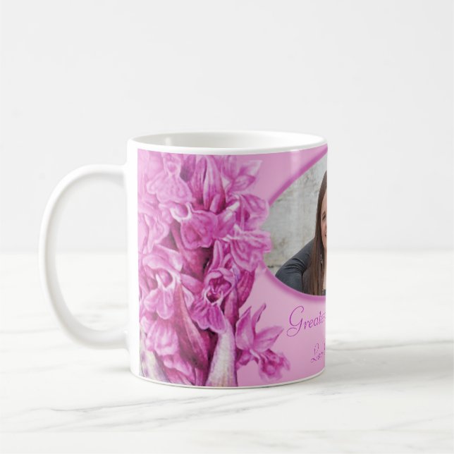 Underbarare Grandma rosa orchid "own Photo" mugg (Vänster)