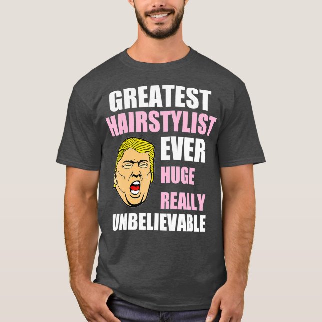 Underbarare hårstilstift, lustig donald trumphårga t shirt (Framsida)