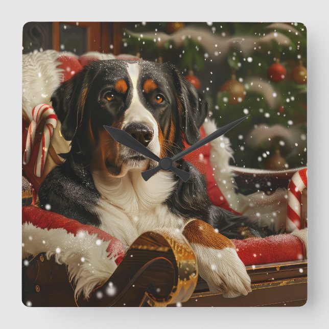 Underbarare Hund i schweiziska berget Fyrkantig Klocka (Framsida)