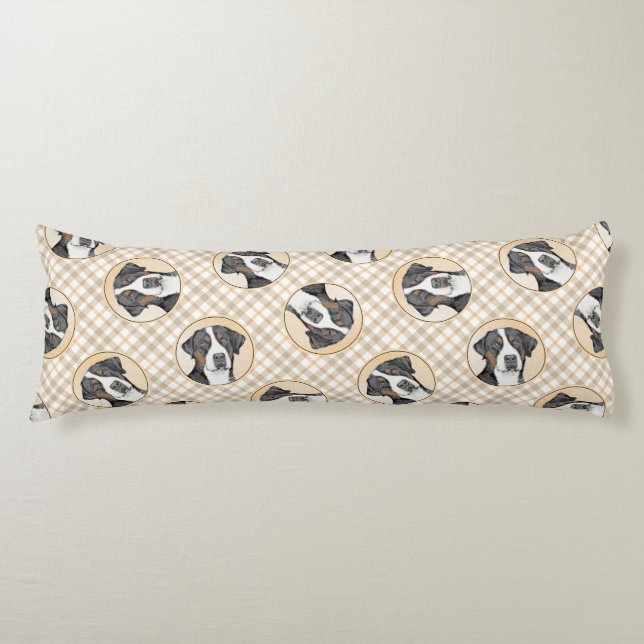 Underbarare Hund i schweiziska bergsfärger Origina Kroppskudde (Framsidan)