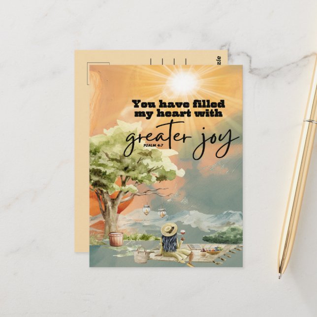 Underbarare Joy Bible Verse Psalm 4 7 Vykort (Fram/Back In Situ)