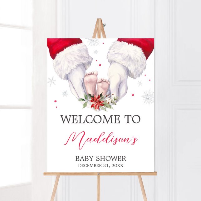 Underbarare julhälsning för presentationsbabyskor  poster (Santa Christmas Greatest Gift Baby Shower Welcome Sign)