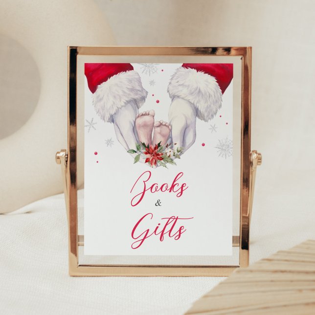 Underbarare julklapp Bokar och gåvor Poster (Santa Christmas Greatest Gift Baby Shower Books and Gifts Sign)