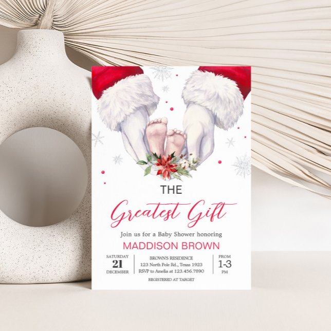 Underbarare julklapp för presentbarn inbjudningar (Santa Christmas Greatest Gift Baby Shower Invitation
)