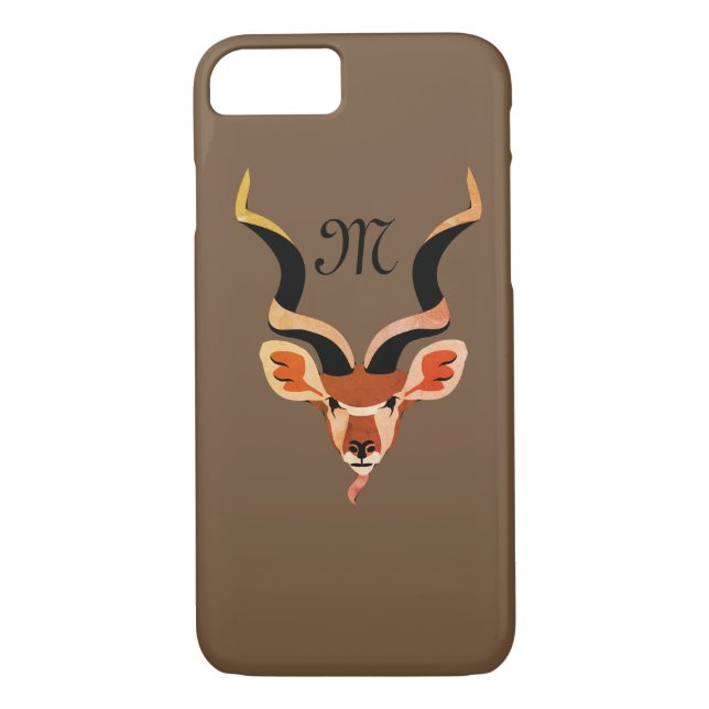 Underbarare Kudu Head Illustrated Monogram Case-Mate iPhone Skal (Baksida)