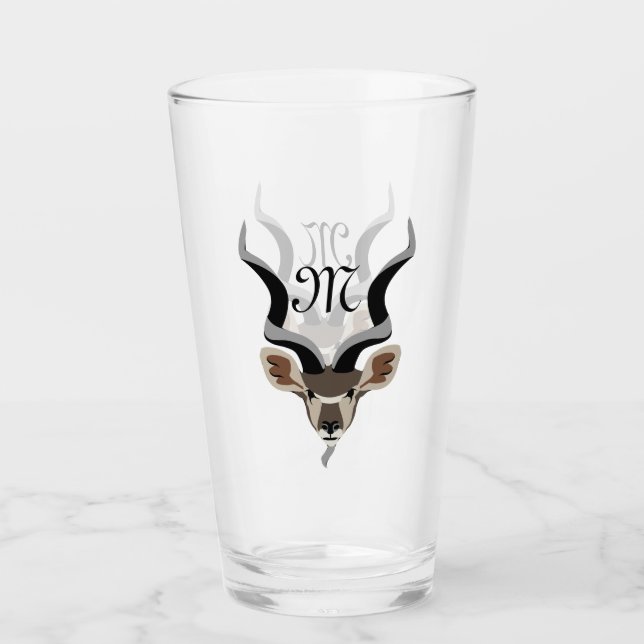 Underbarare Kudu Head Illustrated Monogram Glaskopp (Framsida)