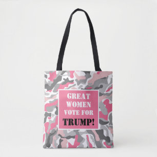 Underbarare kvinnor röstar för Trump Rosa Camo Tygkasse
