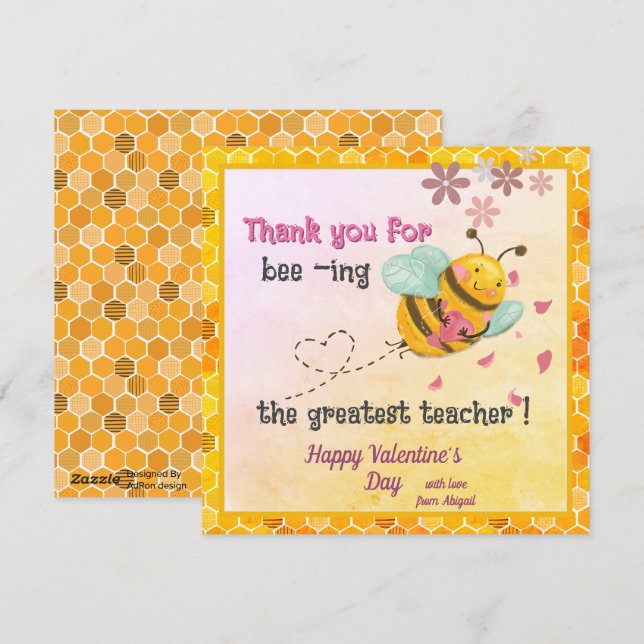 Underbarare läraren Valentines day Julkort (Fram/baksida)