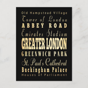 Underbarare London City Typography Vykort