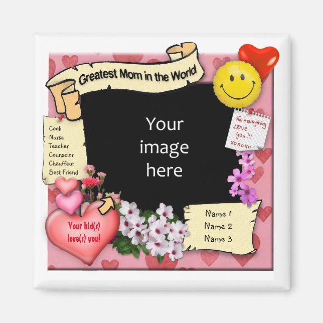 Underbarare Mamma-magnet med foto Magnet (Framsidan)