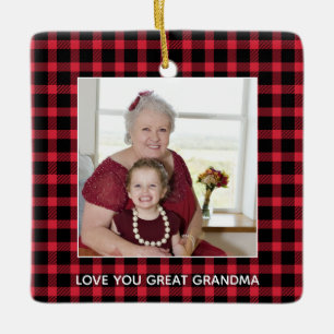 Underbarare mormor, julfoto Red Buffalo Pached Julgransprydnad Keramik