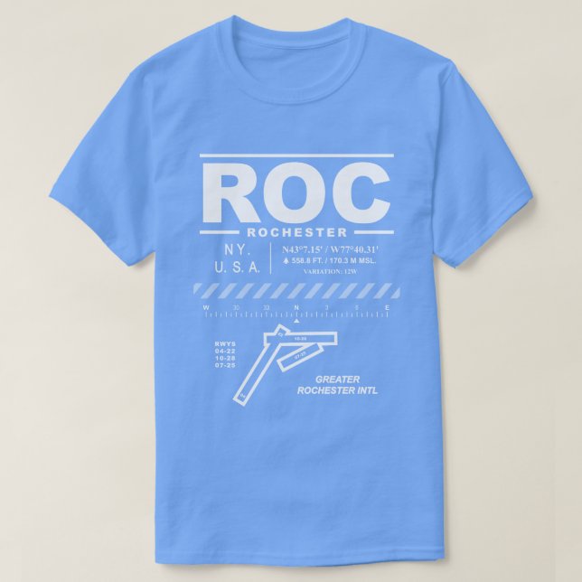 Underbarare Rochester Int'l Airport ROC T-Shirt (Design framsida)