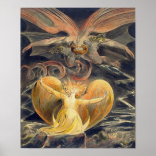 Underbarare röda draken av William Blake Poster