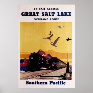UNDERBARARE SALT SJÖ Southern Pacific Old Rail Pos Poster
