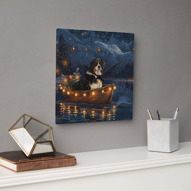 Underbarare schweiziska bergen jul - festlig resa fyrkantig klocka (Kontor)