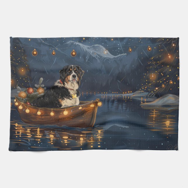 Underbarare schweiziska bergen jul - festlig resa kökshandduk (Horisontell)