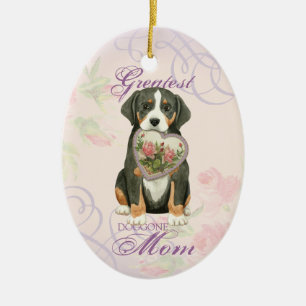 Underbarare schweiziska berget Hund Heart Mamma Ce Julgransprydnad Keramik