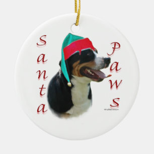 Underbarare schweiziska berget Hund Santa Tassar Julgransprydnad Keramik
