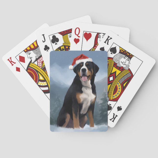 Underbarare schweiziska berget Hund vid jul i Snö Casinokort (Baksidan)