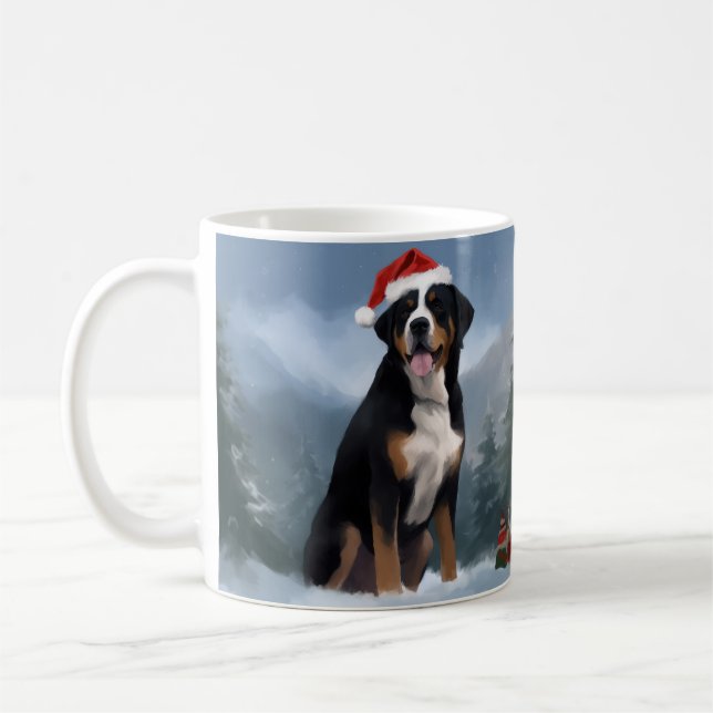 Underbarare schweiziska berget Hund vid jul i Snö Kaffemugg (Vänster)