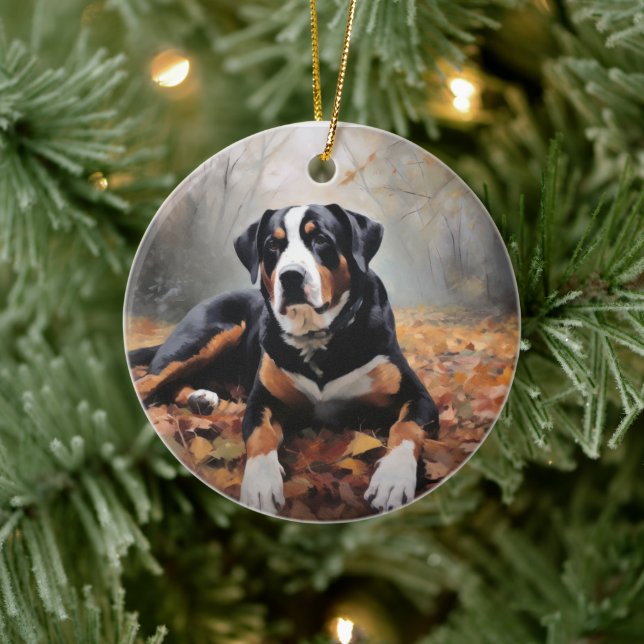 Underbarare schweiziska berget i Höst löv Fall Julgransprydnad Keramik (Träd)