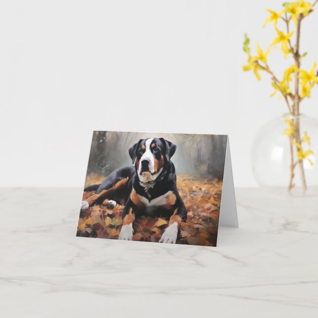 Underbarare schweiziska berget i Höst löv Fall Kort (Gul blomma)