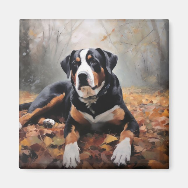 Underbarare schweiziska berget i Höst löv Fall Magnet (Framsidan)