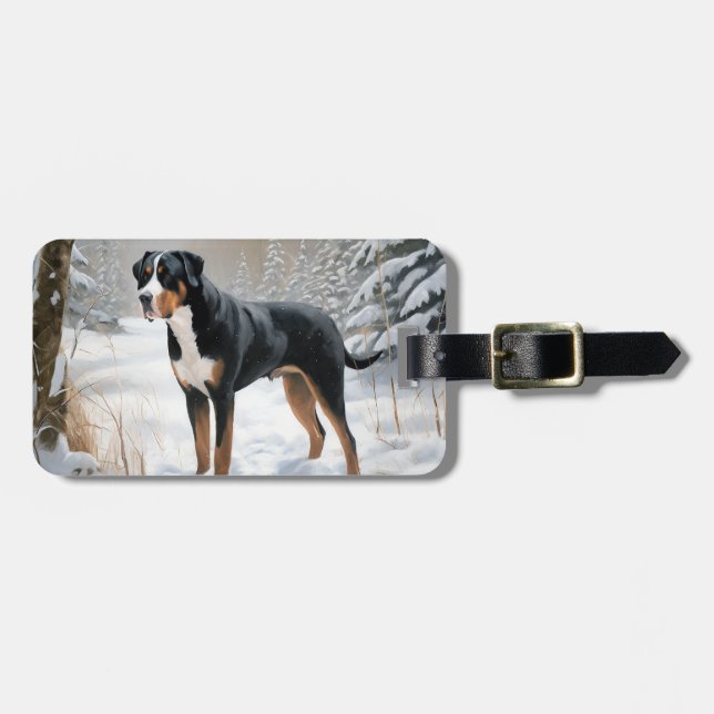 Underbarare schweiziska berget Låt det snöa jul Bagagebricka (Horisontell Framsida)