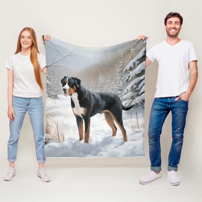 Underbarare schweiziska berget Låt det snöa jul Fleecefilt (På plats)