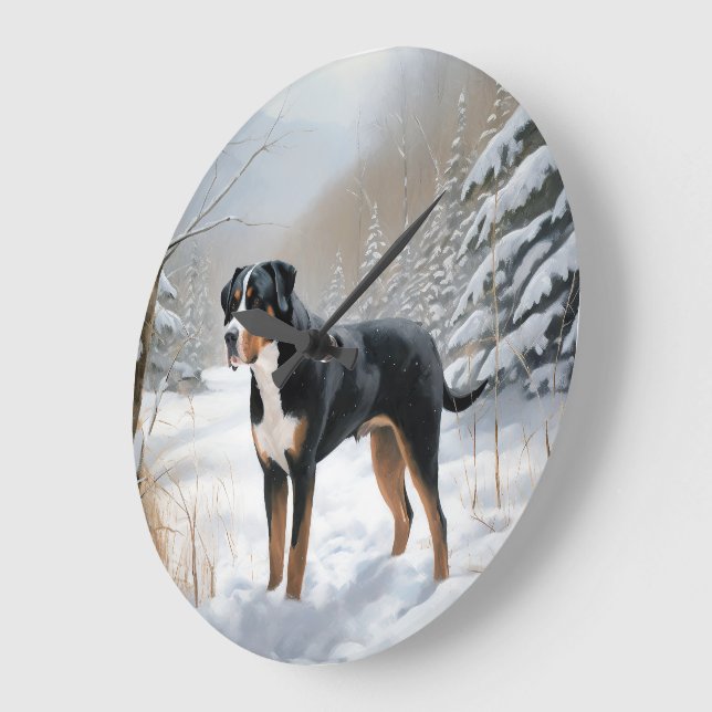 Underbarare schweiziska berget Låt det snöa jul Stor Klocka (Vinkel)