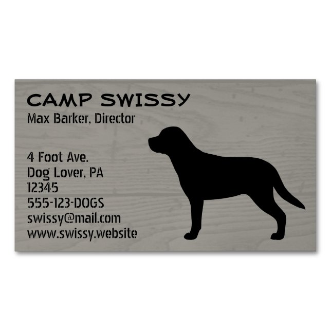 Underbarare schweiziska Hund Silhouette Swissy Hun Visitkortmagnet (Framsida)