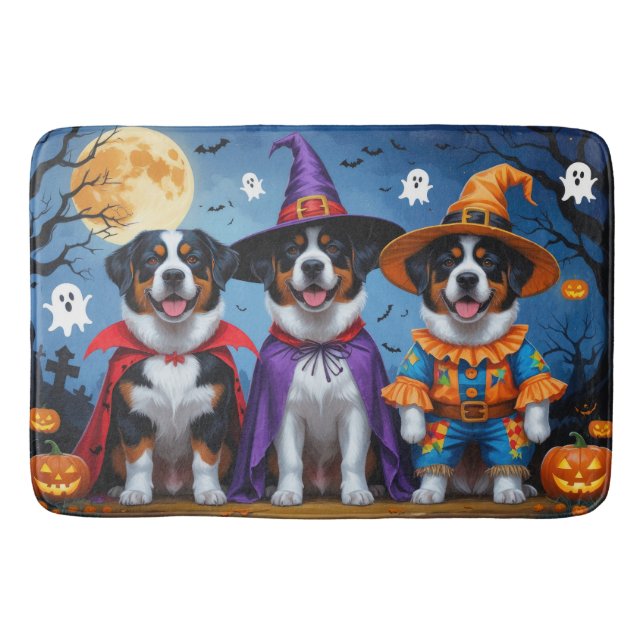 Underbarare Swiss Mountain Hund Pumpkin Halloween  Badrumsmatta (Framsidan)