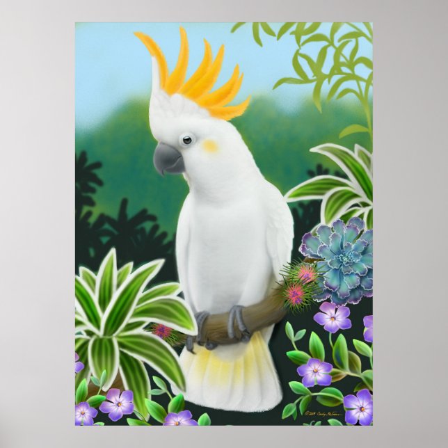 Underbarare utskrift av Citron Cockatoo Parrot Poster (Framsidan)