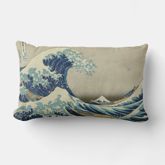 Underbarare våg av Kanagawa Pillow Lumbarkudde (Framsida)