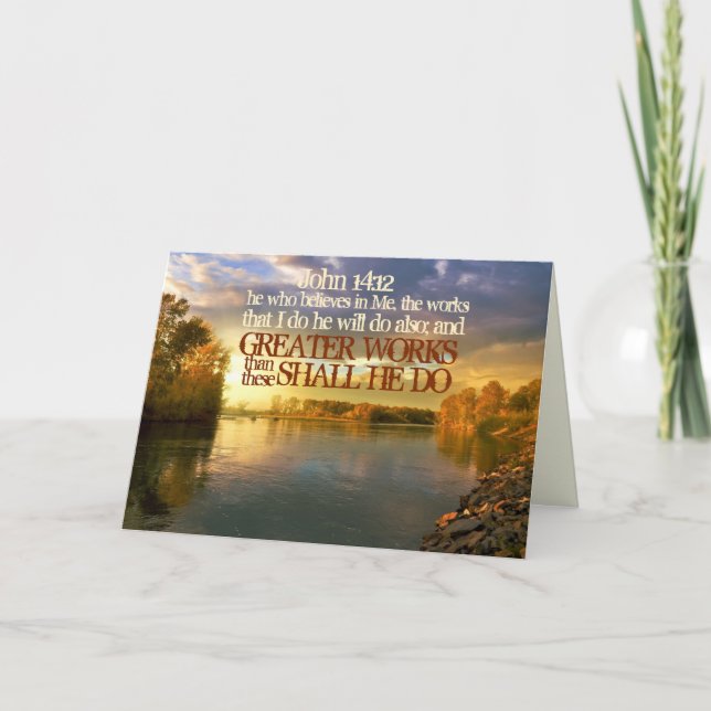 Underbarare verk ska utföras, John 14 12 Bible Ver Kort (Framsida)