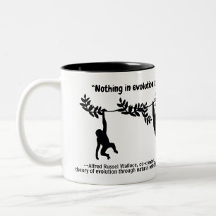 Underbarare vetenskaplig citat med apor Två-Tonad mugg