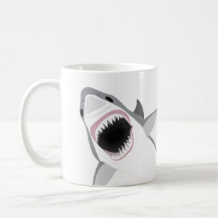 Underbarare Vita Shark Attack Funny Office Kaffemugg