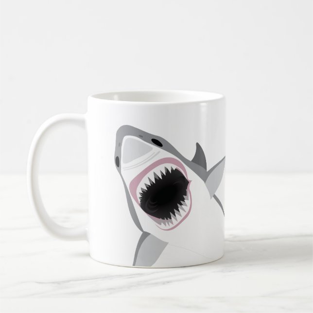 Underbarare Vita Shark Attack Funny Office Kaffemugg (Vänster)