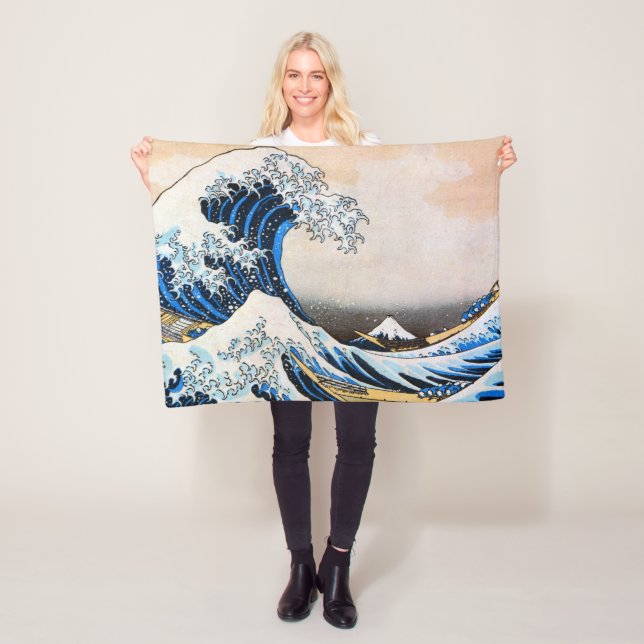 Underbarare Wave, Hokusai, Ukiyo-e Fleecefilt (På plats)