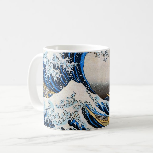 Underbarare Wave, Hokusai, Ukiyo-e Kaffemugg (Framsida vänster)