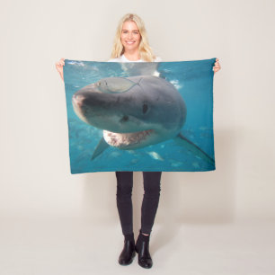 Underbarare White Shark Close Porträtt Australia Fleecefilt